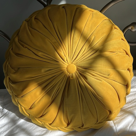 Yellow Velvet Accent Pillow - Picture 3 of 5